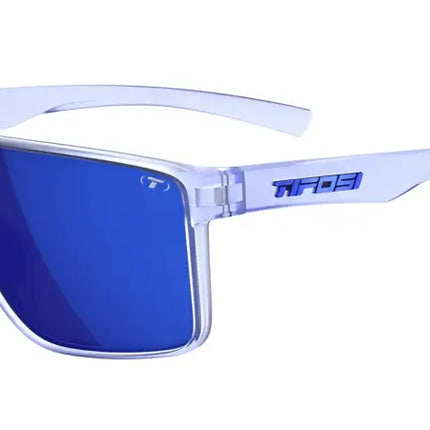 Tifosi Rail sunglasses with clear frames and blue lenses