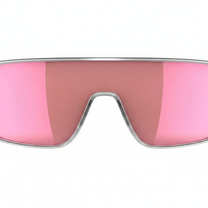Clear frame sunglasses with pink mirrored lenses
