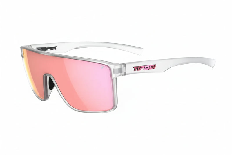Tifosi Rail sunglasses with clear frames and pink lenses