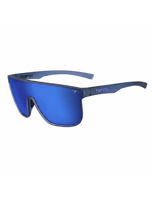 Tifosi Rail sunglasses with blue mirrored lenses and a matte blue frame