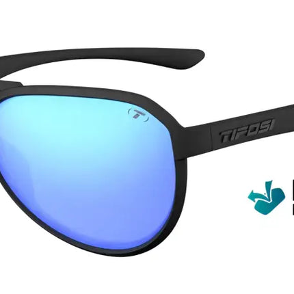 Black sunglasses with blue polarized lenses