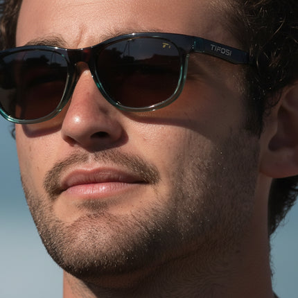 Man with beard and sunglasses with a blue sky background