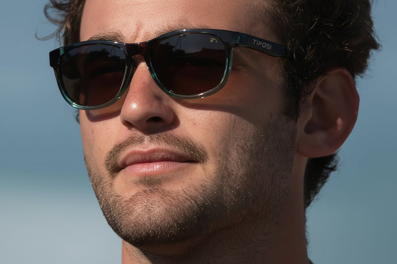 Man with beard and sunglasses with a blue sky background