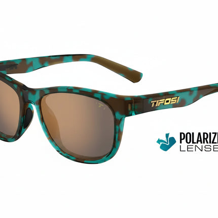 Tifosi Swank XL sunglasses with teal and brown frames and brown polarized lenses