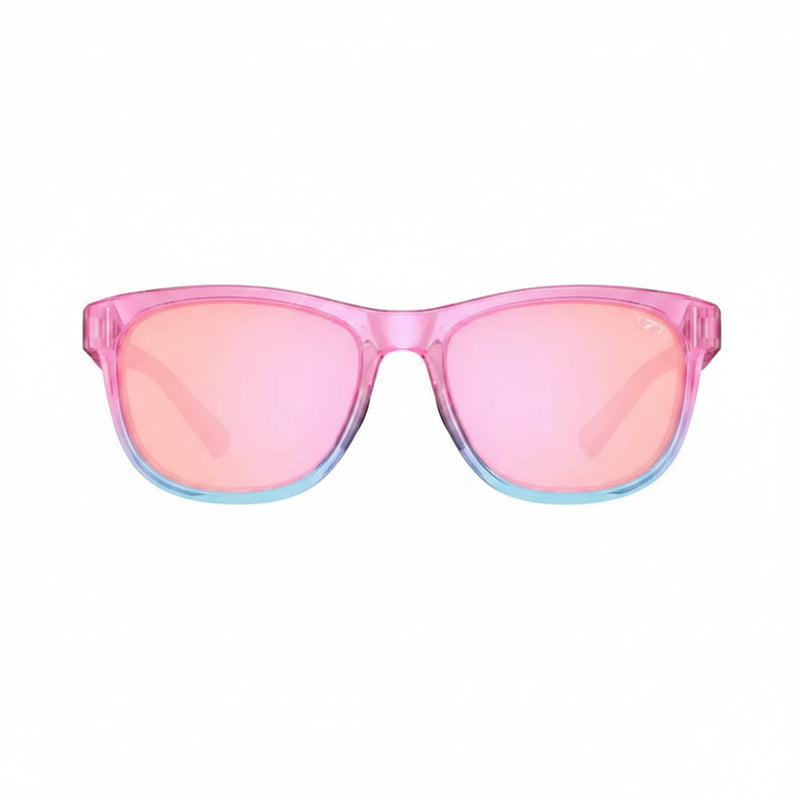 Pink and blue gradient sunglasses with pink lenses