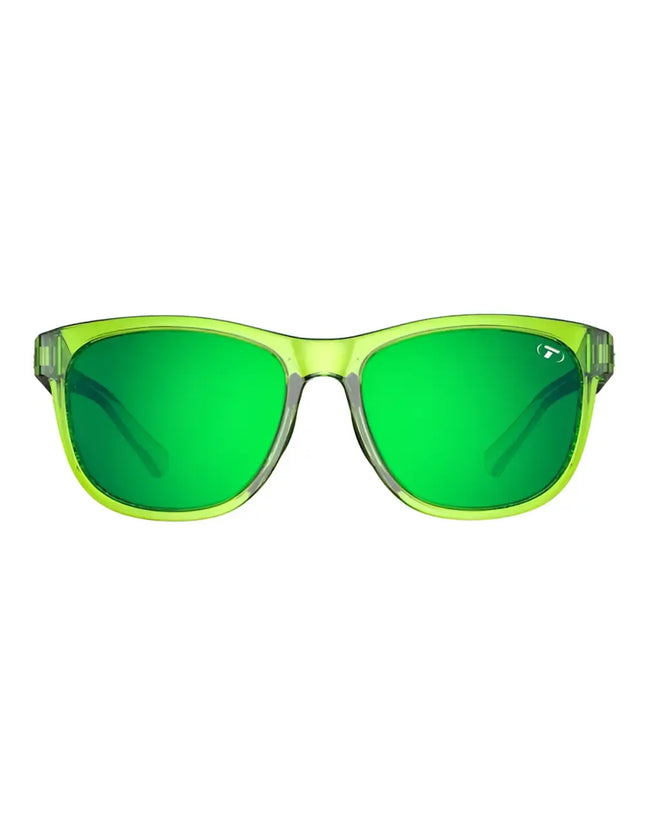 Neon green sunglasses with dark green lenses