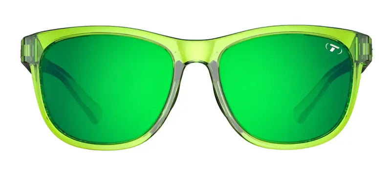 Neon green sunglasses with dark green lenses
