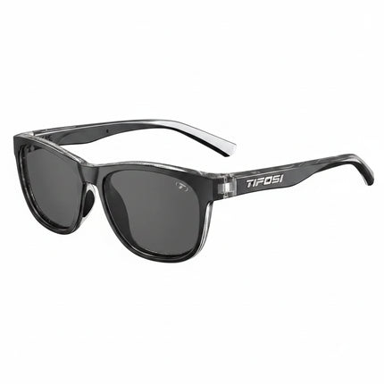 Tifosi Swank sunglasses in black with clear frames and dark lenses