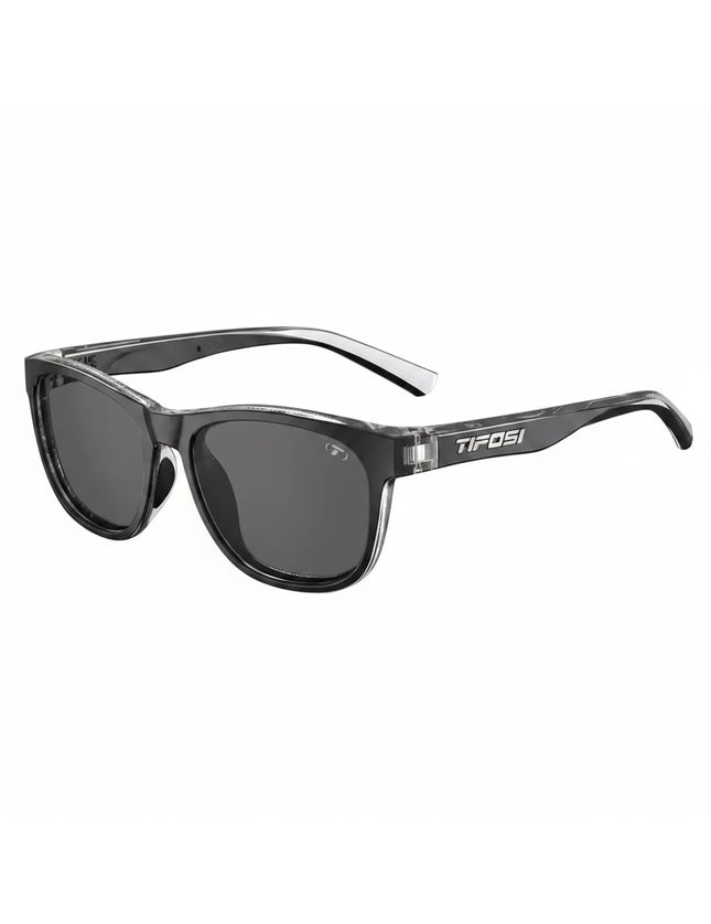 Tifosi Swank sunglasses in black with clear frames and dark lenses