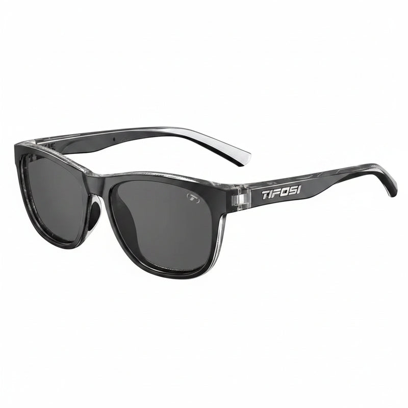 Tifosi Swank sunglasses in black with clear frames and dark lenses