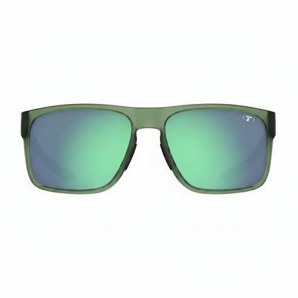 Green sunglasses with reflective green lenses