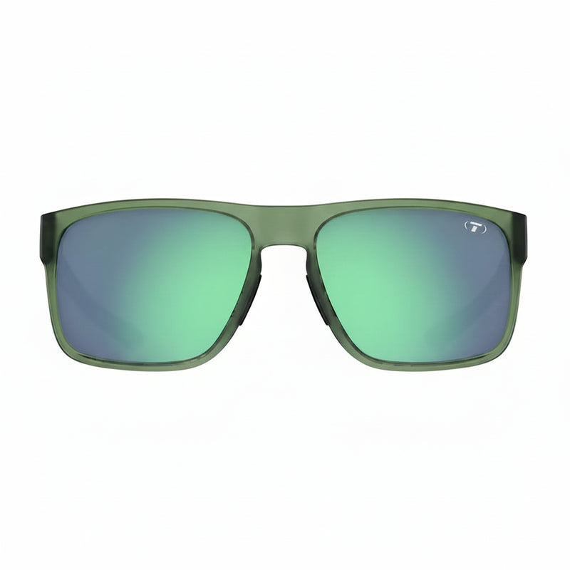 Green sunglasses with reflective green lenses
