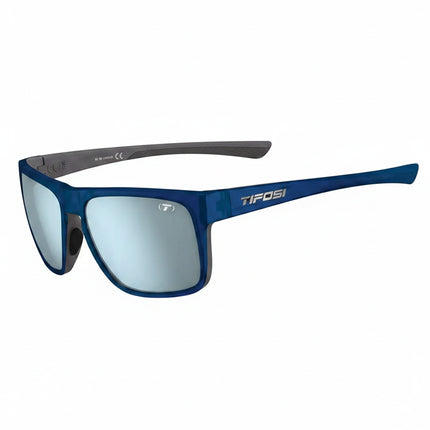Tifosi blue sunglasses with mirrored lenses and dark grey arms