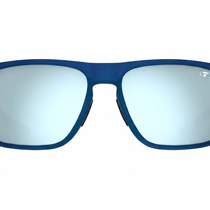Blue sunglasses with reflective lenses