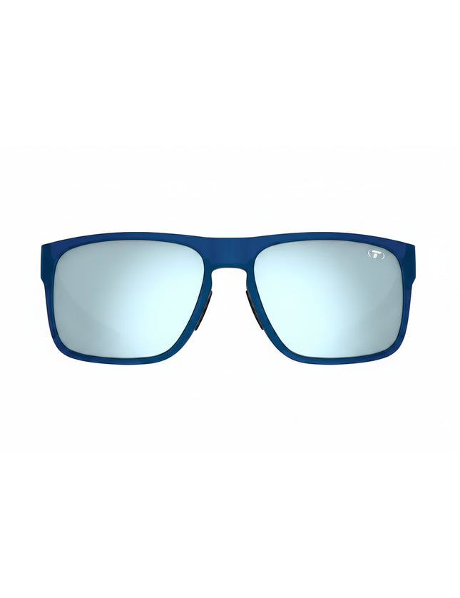 Blue sunglasses with reflective lenses