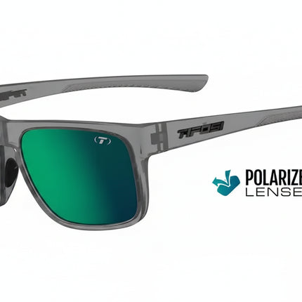 Tifosi Swank XL sunglasses in crystal smoke with polarized green lenses