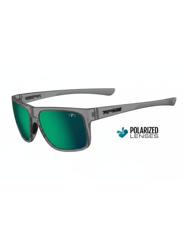 Tifosi Swank XL sunglasses in crystal smoke with polarized green lenses