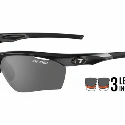 Tifosi black sunglasses with dark lenses and 3 additional lenses included