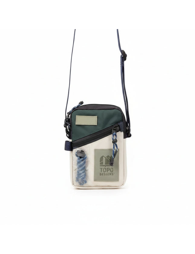 Topo Designs Global Mini Shoulder Bag in black, green, and cream