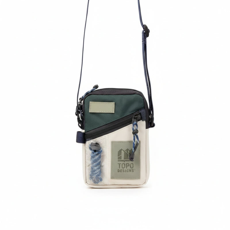 Topo Designs Global Mini Shoulder Bag in black, green, and cream