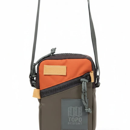 Topo Designs mini shoulder bag in olive green and orange