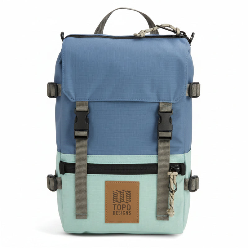 Topo Designs Rover Pack Classic in blue and mint green