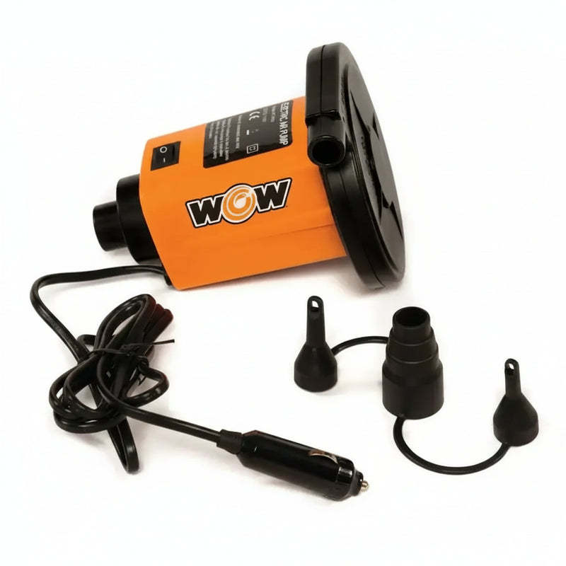 Wow electric air pump with car charger and three nozzle attachments