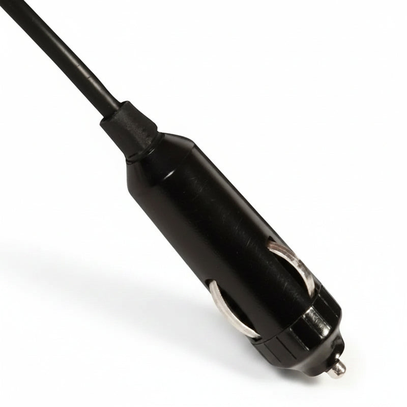 Black car cigarette lighter power adapter with a silver tip