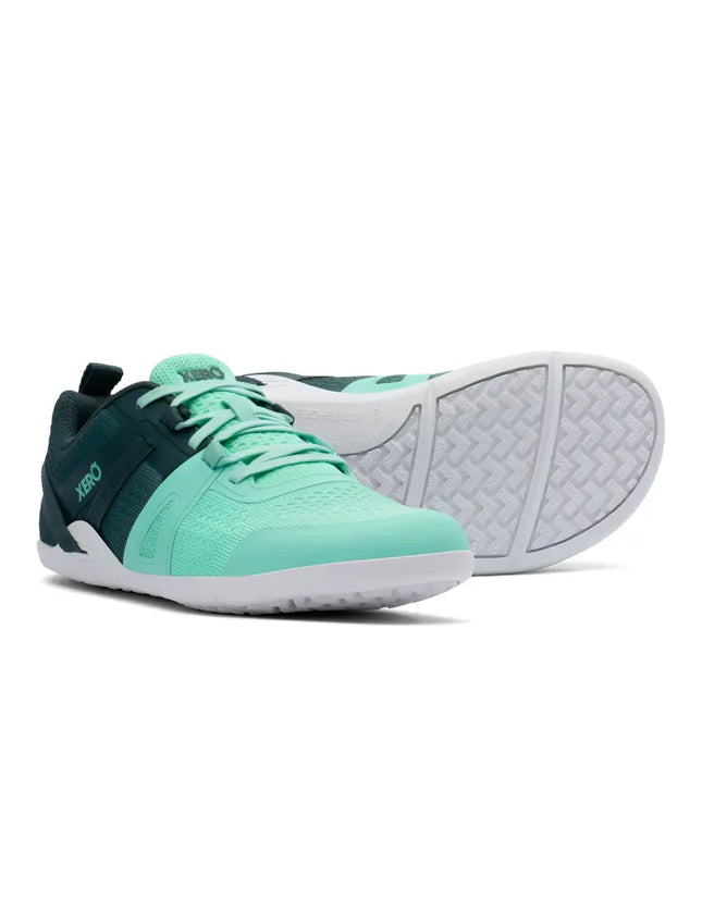 Pair of Xero Shoes HFS II running shoes in dark green and mint green