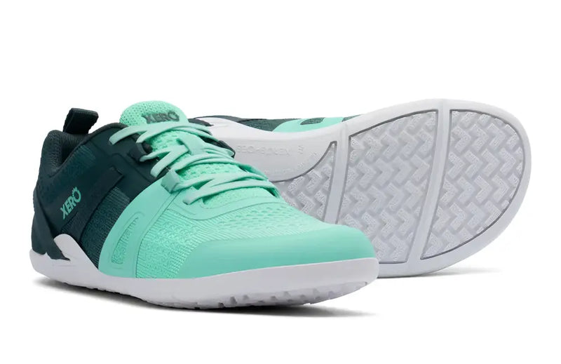 Pair of Xero Shoes HFS II running shoes in dark green and mint green