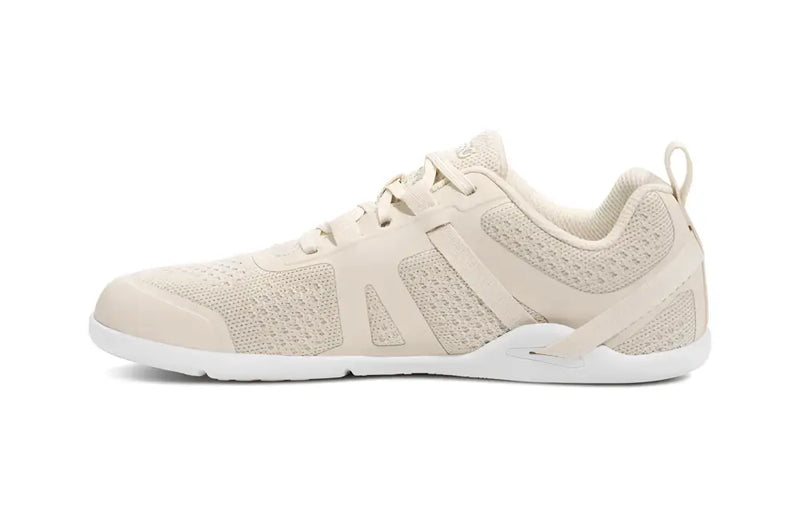 Light beige athletic shoe with white sole